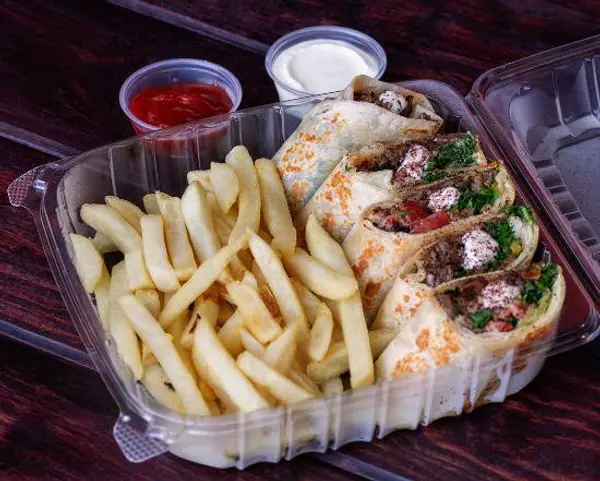 abu-omar-gyros-shawarma - Beef Arabi With Fries بـيف عــربي مقطــع مع البـــطاطس 