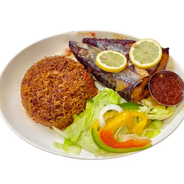 afripot-restaurant - Jollof Rice with Mackerel