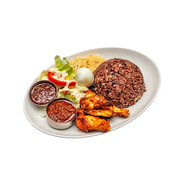 afripot-restaurant - Waakye with Fried Chicken