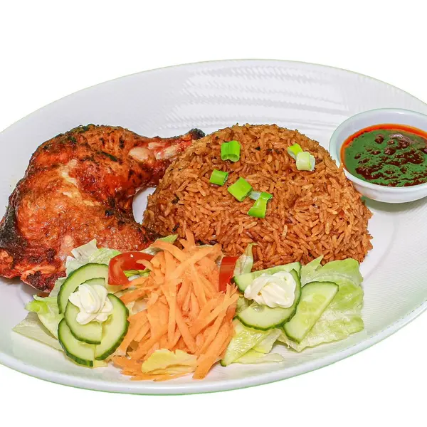 afripot-restaurant - Jollof Rice with Fried Chicken