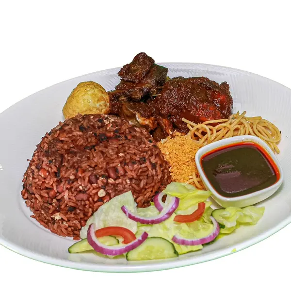 afripot-restaurant - Waakye with Meat