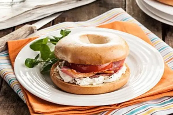 ariels-breakfast - Bacon cream cheese bagel  