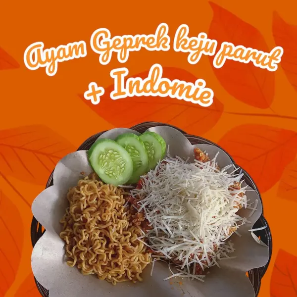ayam-geprek-nom-nom - Indomie goreng ayam geprek keju parut