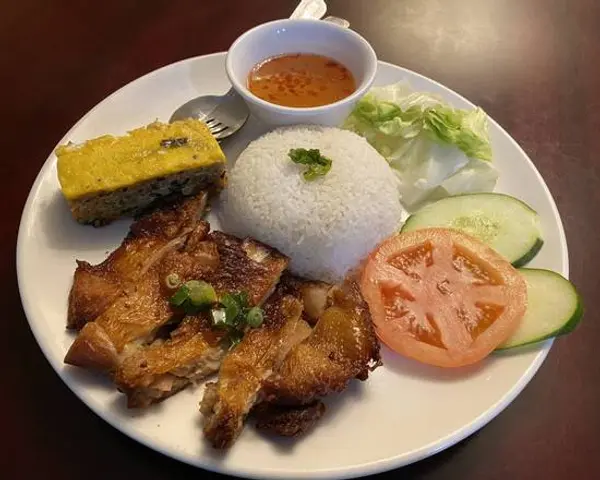 bac-lieu-restaurant - D11.  Rice Platter with 5 Spiced Chicken and Steamed Egg Cake