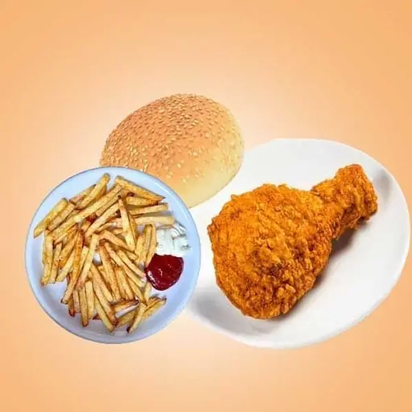 bamboo-cafe - 1pcs chicken, 1bun,  1toys,french fries