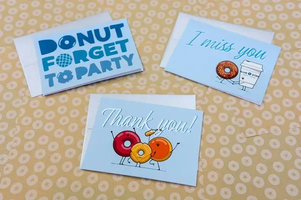 blue-star-donuts - Greeting Card