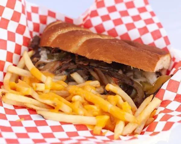 buns-on-the-run - Philly Cheese Steak with cheesy fries 