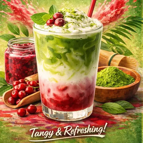 cafe-beans-coffee-shop - CRANBERRY MATCHA LATTE