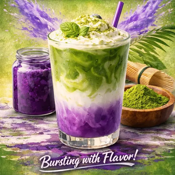 cafe-beans-coffee-shop - BLUEBERRY MATCHA LATTE