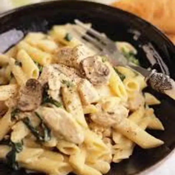 chau-de-vilvorde-46 - Penne with chicken, mushrooms