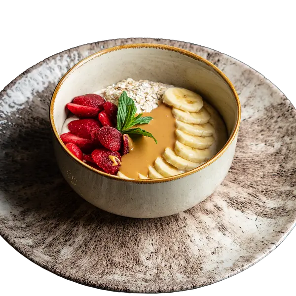 concept-food-cafe-bar - Fruit yogurt with oats (500 Calories)