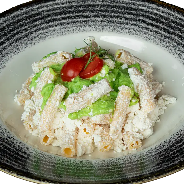 concept-food-cafe-bar - Avocado and cottage cheese pasta (500 Calories)