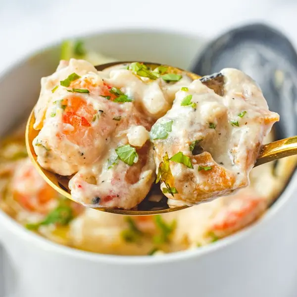 connys-hotel - Creamy seafood sauce with shrimps , mussels and surimi