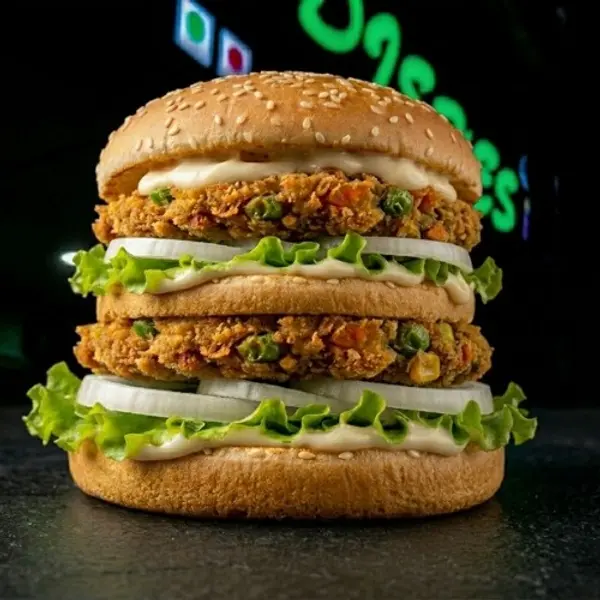 dishes-family-restaurant - Veg Double Patty Burger