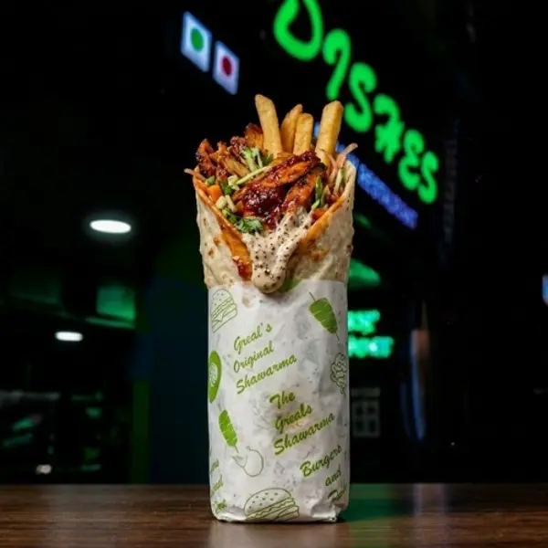 dishes-family-restaurant - Salad Chicken Shawarma with Fries