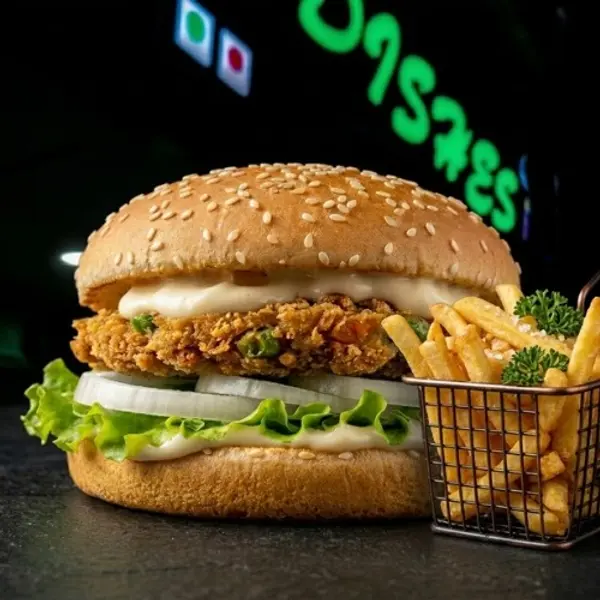 dishes-family-restaurant - Veg Grilled Burger (with Fries)