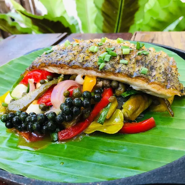 fishermans-restaurant-and-bar - White Snapper with Eggplant and Capers