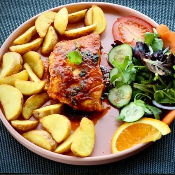 flame-taste-the-fire - Salmão Grelhado com Molho Marinará e Camarões