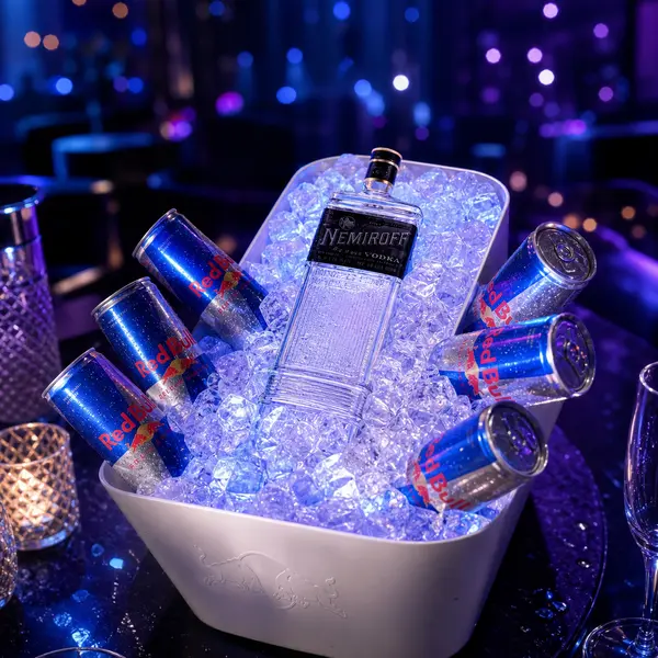 friends-prague - Vodka Nemiroff De Luxe bottle with juice