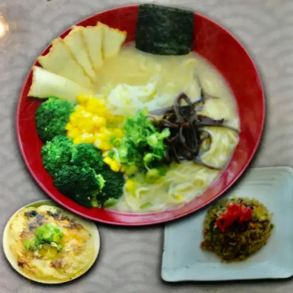 fukurou-ramen - كومبو 3. رامين نباتي وأرز مقلي نباتي