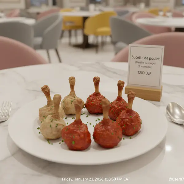 gadileh-resort-hotel-tadjurah - Sucette de poulet (Blanche ou rouge) (8 morceaux)