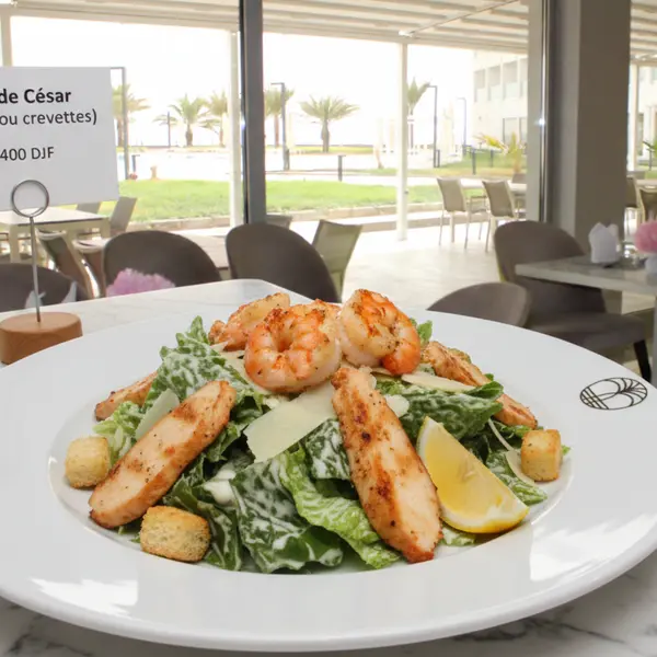gadileh-resort-hotel-tadjurah - Salade César (poulet ou crevettes)