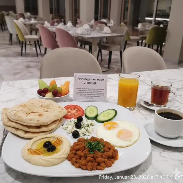 gadileh-resort-hotel-tadjurah - Petit-déjeuner arabe