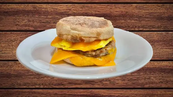 glaze-donuts-bagel-sandwiches - English Muffin with Egg, Cheese, and Sausage