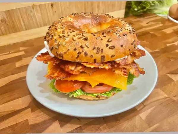 glaze-donuts-bagel-sandwiches - Bagel with Bacon, Egg, Cheese, Lettuce, Tomato, and Mayo