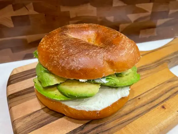 glaze-donuts-bagel-sandwiches - Bagel with Cream Cheese and Avocado