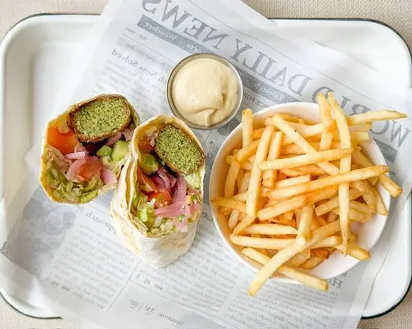 healthyish-mediterranean-bowls - Mediterranean Falafel Wrap w Fries (V)