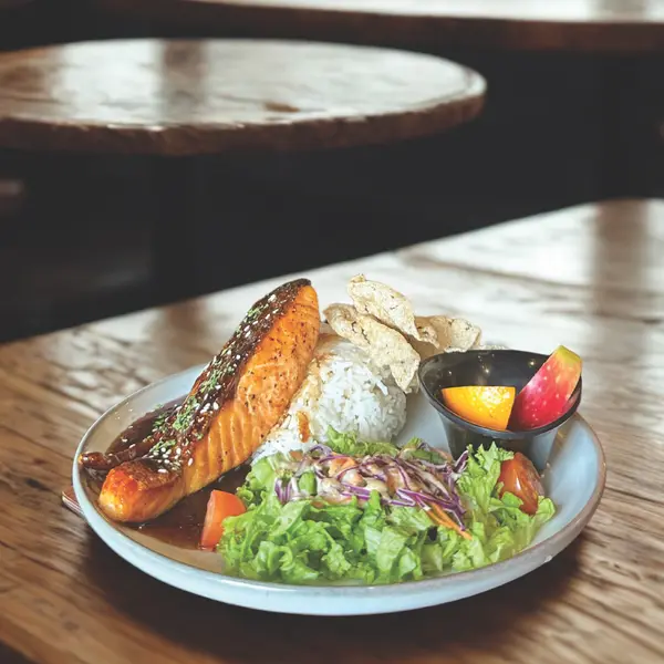 java-flava-cafe - Teriyaki Salmon RIce