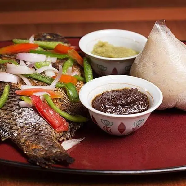 kalabash - Banku and Tilapia w Pepper