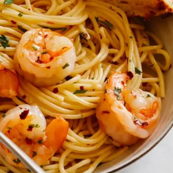 krill-dine-in-style-restaurant - Spicy Shrimp and Spaghetti Aglio Olio