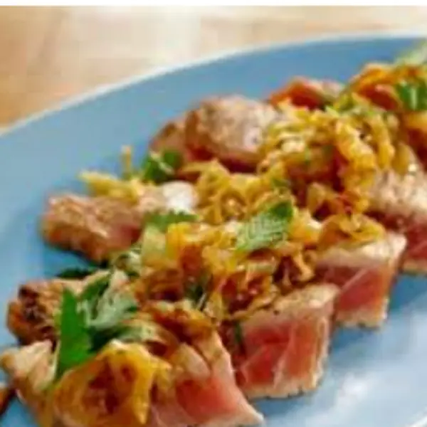 krill-dine-in-style-restaurant - Grilled Tuna with Caramelized Onions, Cinnamon and Mint