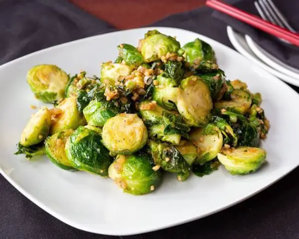 kung-pow - Dry Sauteed Brussel Sprouts