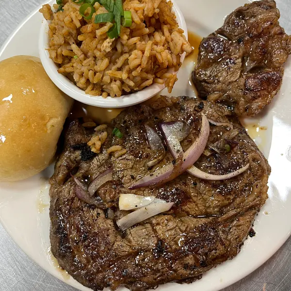 kuntry-fisherman-bar-grill - 12 oz rib eye steak with 2 sides