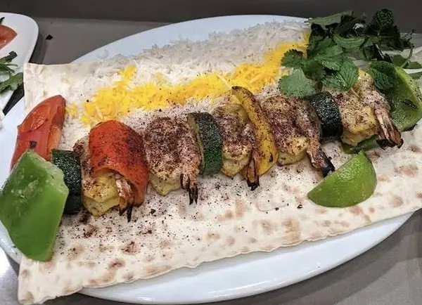 lavash - Prawns Kabob