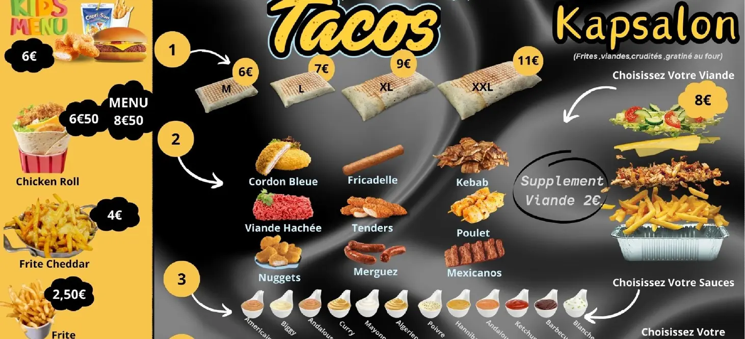 Menu image of Tacos à composer. le menu de le narjis - lille | restaurants à lille