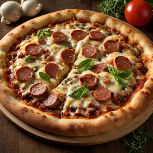 luxury-cafe - Chicken Sausage Pizza