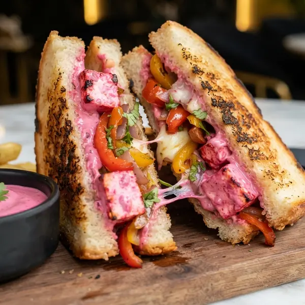 luxury-cafe - Pink Grilled Paneer Sandwich