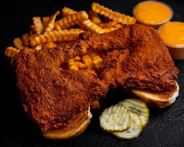 main-chick-hot-chicken - Combo 5 - 2 Leg Quarters, Bun, Fries