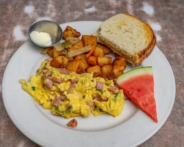 milos-city-cafe - Ham & Cheese Scramble