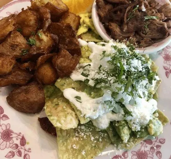 mymy - Chilaquiles Verdes with Chipotle Pulled Pork