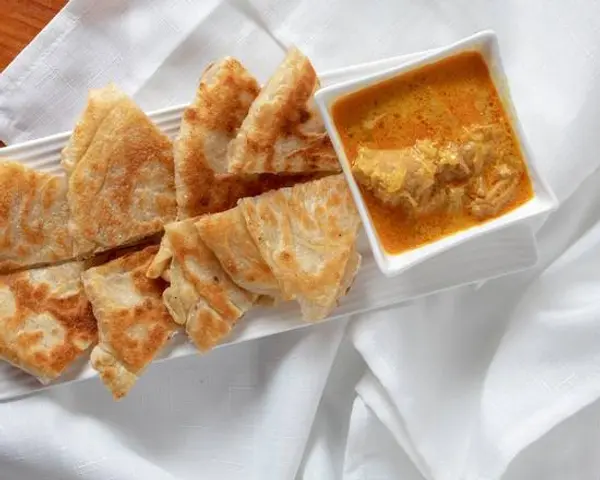 new-burma - Platha with Coconut Chicken Curry Dip