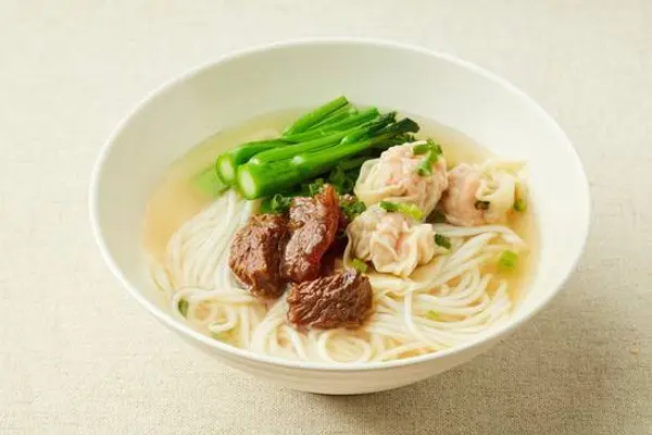 noodle-stop - B5 Stewed Beef Brisket with Wonton Noodle Soup 牛腩鲜虾云吞面