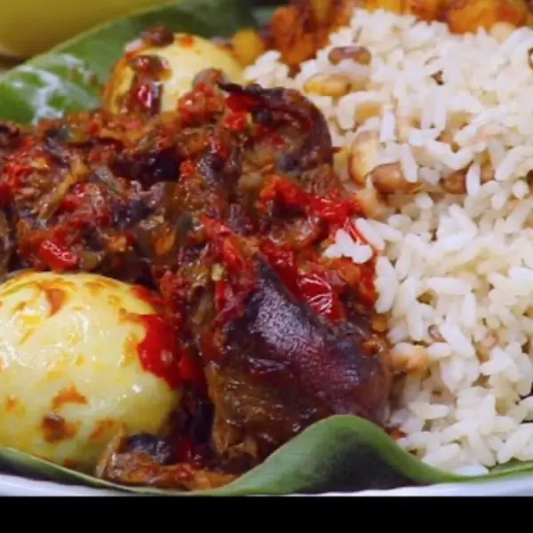 olori-african-cuisine - RICE AND BEANS SERVED WITH AYAMASE/ OFADA SAUCE