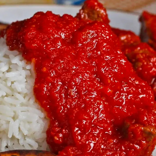 olori-african-cuisine - White Rice, 2 protein and Red stew