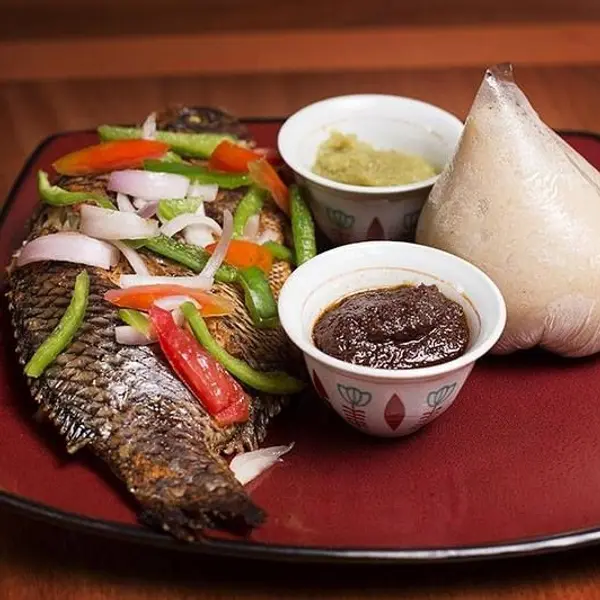 papas-grill-n-sports-bar - Grilled Tilapia with Yam/Banku