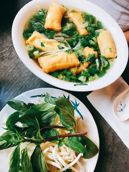 pho-hung - #12 Pho Chay (Tofu, Brocolli and Bok Choy with Beef Broth)